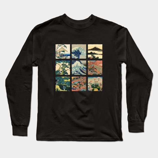 Ukiyo-e Collage: Katsushika Hokusai Long Sleeve T-Shirt by Merch Sloth